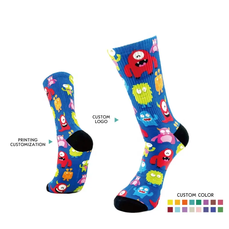 Customized Logo Novelty Cartoon 3d Printed Socks Unisex Quality Cotton Custom Sublimation Socks