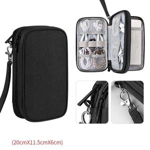 Double Layers Travel Data Cable Organizer Electronics Accessories Carry Bag Oxford Digital <b>Storage</b> Bags - Product Image 2