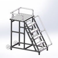 Plateforme de travail industrielle en aluminium sur mesure, chariot à marches en aluminium, système de plateforme de travail, échelle avec main courante