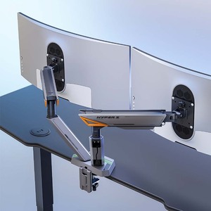 <span class=keywords><strong>Support</strong></span> double moniteur LDT93-C024L 17"-38" 32kg Mecha avec éclairage RGB, <span class=keywords><strong>support</strong></span> de bureau réglable VESA pour <span class=keywords><strong>écran</strong></span> <span class=keywords><strong>PC</strong></span>, idéal pour configuration de jeu à domicile - Product Image 2