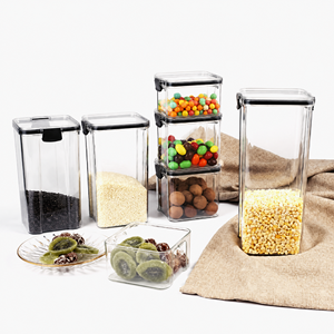 Juego de 16 Recipientes Cuadrados Modernos para Almacenamiento de Alimentos, Recipientes de Plástico Sellados, Ecológicos, Duraderos, Organizador de Granos para Cocina y Refrigerador - Product Image 2