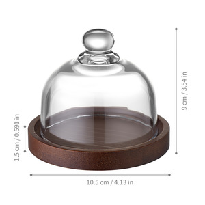 Bandeja de Madera de Acacia para Pasteles y Frutas, Bandeja Retro para Té de la Tarde y Pan, con Tapa Transparente de Vidrio - Product Image 1