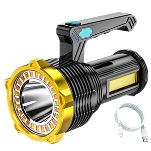 โกเลฟอินไฟฉาย LED แบบชาร์จไฟได้สำหรับงานกลางแจ้งพร้อมไฟด้านข้าง ด้ามจับอะลูมิเนียมอัลลอยด์สีเหลือง - Product Image 5