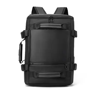USB şarj arayüzü ile 2023 popüler büyük kapasiteli su geçirmez dayanıklı PU dizüstü sırt çantası sırt çantası açık