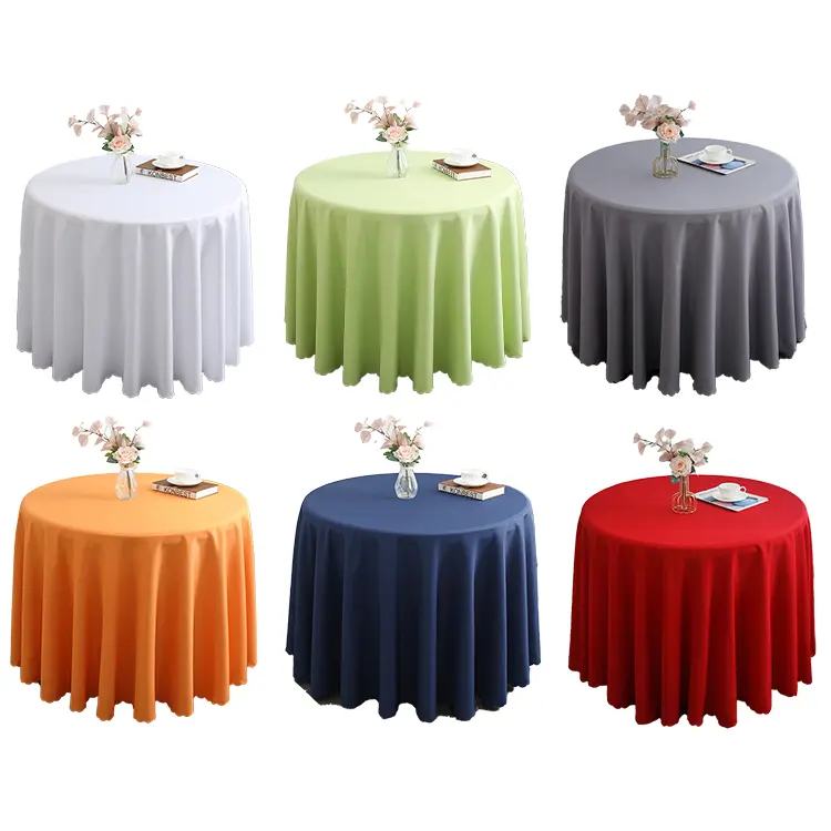 2023 Hot Selling OEM 120 Zoll runde Tischdecke Black Event Dining Table cloth für die Hochzeit