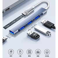 Station d'accueil USB-C en alliage d'aluminium à 4 ports, convertisseur multifonction, adaptateur, connecteur de clé USB
