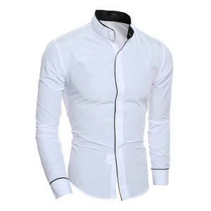 Chemises pour hommes en popeline de coton et polyester, coupe ajustée, à manches longues, décontractées, à un bouton, tricotées, collection automne, design de créateur, vente en gros sur mesure - Product Image 2