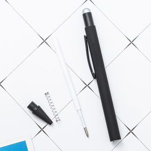 Bolígrafo Stylus de aluminio negro promocional con pantallas táctiles de goma suave Logotipo personalizado barato para bolígrafo de teléfono móvil - Product Image 4
