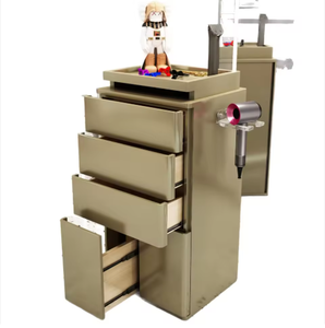 Meubles de salon de style moderne, postes de travail pour salon de coiffure, armoire de rangement en bois avec tiroir pour coupe de cheveux, armoire de barbier - Product Image 3