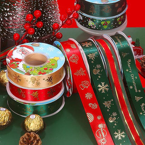 Exquisite DIY Christmas Bow Wrap <b>Ribbon</b> Hot Gold Silk Polyester for <b>Cake</b> Box Gift Flower Decoration - Product Image 4