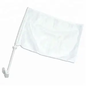 Factory Promotion 100% Polyester 30x45cm White Blank Car Flag With Plastic Pole