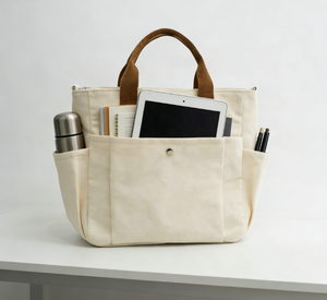 Bolsa <span class=keywords><strong>de</strong></span> Lona para Toda Temporada con Asas <span class=keywords><strong>de</strong></span> Hombro, Premium, Ecológica, Reutilizable, con Cierre, para Mujer, para el Trabajo, Oficina, Reuniones, Documentos - Product Image 1