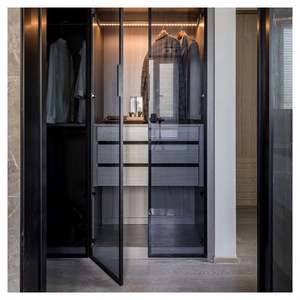 Meubles de cuisine d'usine, fabrication sur mesure, peinture noire, armoire gain de place, armoire en bois noir brillant PET - Product Image 6