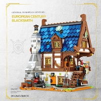 Reobrix 66005 Casa de Ferretero Medieval Europea del Siglo, Modelo MOC, Bloques de Construcción de Plástico para Ensamblar, Juego de Ladrillos, Colección de Juguetes