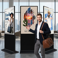 Écran publicitaire numérique LED couleur pleine résolution 1080p de 65 pouces pour vitrine intérieure, avec coque en acier inoxydable