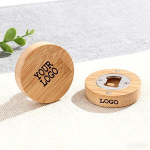Imán Personalizado para Refrigerador YS377, Forma Redonda, Abridor Magnético de Madera Maciza, Abridor de Botellas de Cerveza de Bambú - Product Image 1