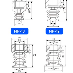 Composants et raccords pour bras robotisé, soufflets standard à fixation par vis, en caoutchouc silicone industriel, à grande et petite tête, pour aspiration - Product Image 5