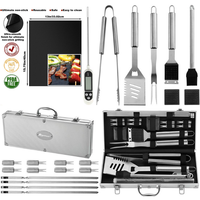 Ensemble d'outils de barbecue en acier inoxydable à long manche, pour la cour, le camping en plein air, 23 pièces, durable, réutilisable, sans fumée, écologique