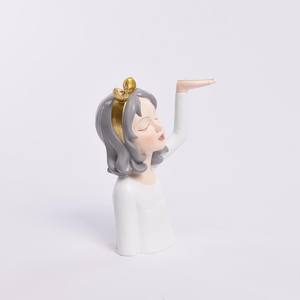 현대 저장 귀여운 수지 공예 장식품 사탕 주최자 트레이 책상 가정 장식 소녀 동상 - Product Image 4