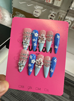 Faux ongles à presser faits main en gros, motif fleur 3D, French Manucure, dégradé nude, imprimé tigre, longs, forme amande, réutilisables, fournitures de salon personnalisées