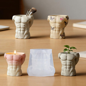 Moules en silicone YS pour bougies en forme de muscle abdominal, boîtes de rangement en plâtre, moules de moulage, fournitures de bricolage pour la fabrication de pots de fleurs en béton - Product Image 1