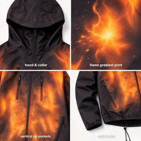 Veste coupe-vent thermochromique pour homme, motif dégradé réactif à la chaleur, à capuche, fermeture éclair, vêtements de sport décontractés
