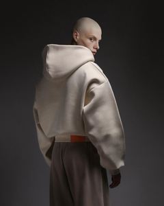 Yingling Plain Thick 500/400gsm Boxy Sudadera con capucha en blanco para hombre de algodón de gran tamaño Fleece Sudadera con capucha personalizada Heavyweight Cropped Hoodie - Product Image 2