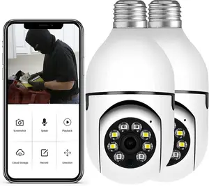 Akıllı ev kamerası ampul 360 Wifi kamera Cctv 360 derece pnaorwireless kablosuz gece görüş ampul güvenlik kamera