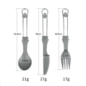 Outdoor campeggio cucina stoviglie titanio cucchiaio forchetta coltello <span class=keywords><strong>Set</strong></span> con borsa per il trasporto - Product Image 3