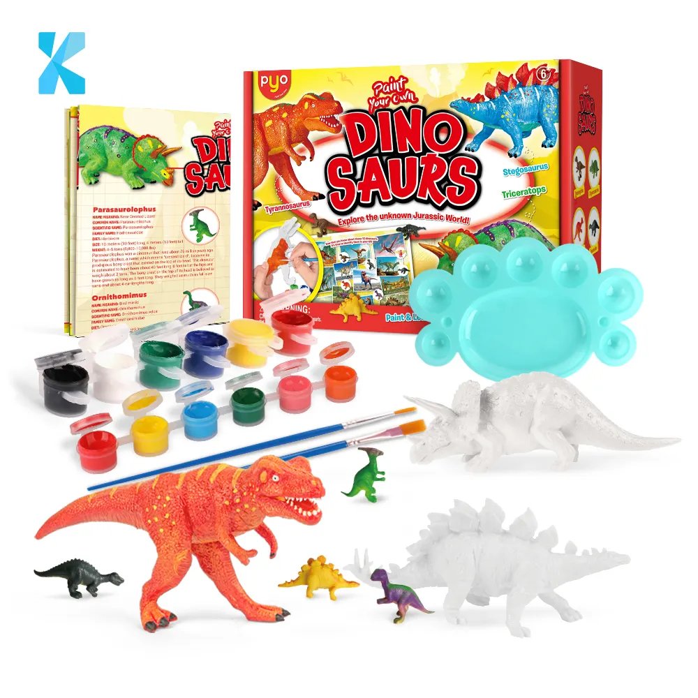 Kit de pintura de paisaje hecho a mano, conjunto de arte y artesanía, desmontaje de dinosaurio de plástico, modelo para colorear, juguete diy