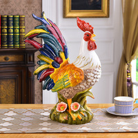 Produits chinois de luxe salon céramique animal coq sculpture ferme maison statue poulet ornement décor à la maison