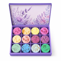 Tablettes de douche botaniques en gros, 12 pièces de 25g, senteurs assorties, boîte cadeau relaxante et aromatique, OEM ODM