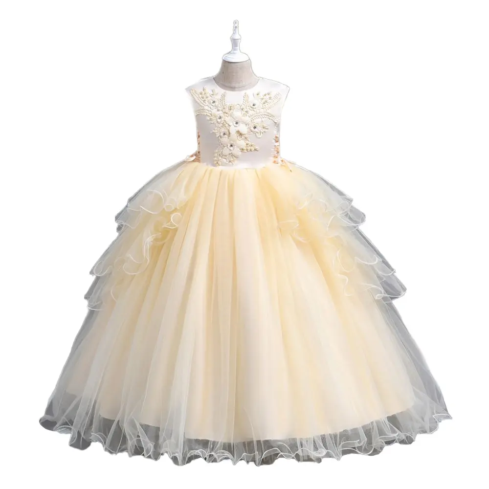 Elegant White Ball Gown for Kids Flower Girl Dresses for Wedding Bridesmaid & Prom Children's Birthday Party Evening Gown
