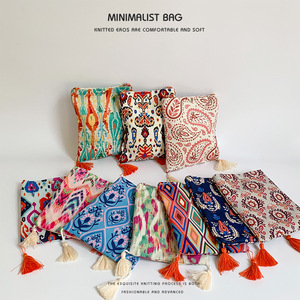 Women's <strong>Ethnic</strong> Style Polyester Printed Single Strap Crossbody Shoulder <strong>Bag</strong> with Tassel Zip Closure Lock <strong>Mobile</strong> Phone Coin Purse - Product Image 5
