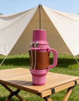 Botol Air Stainless Steel 1000ml dengan Tutup Ganda, Vacuum Flask untuk Perjalanan, Dilengkapi Sedotan dan Pegangan