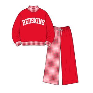 XY0717 Set 2 Pezzi Personalizzato <span class=keywords><strong>per</strong></span> Bambine: Felpa con Inserti a Quadretti e <span class=keywords><strong>Pantaloni</strong></span> <span class=keywords><strong>Larghi</strong></span> con Coulisse - Product Image 4