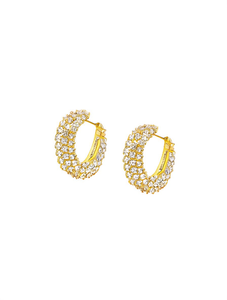 Orecchini a Cerchio Placcati in Oro 18K con Cristalli e Strass, Gioielli Trendy da Donna per Anniversario - Product Image 1