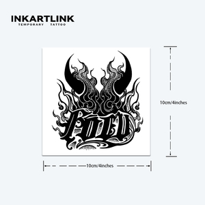 INKARTLINK Pegatina de <span class=keywords><strong>tatuaje</strong></span> de cuerno de diablo, letra gótica, tótem de llama, herbal, semipermanente de 15 días, arte corporal para la parte posterior de la mano, al por mayor - Product Image 3