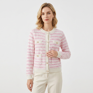 Suéter de Punto Personalizado OEM y ODM, Diseño Jacquard de Manga Larga para Invierno, Cárdigan para Mujer - Product Image 2