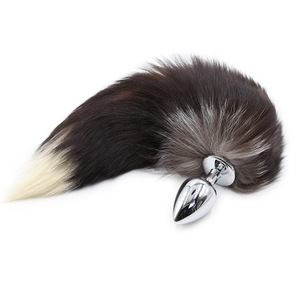 Jouet anal en métal SM en forme de queue de renard érotique, masturbateur, queue de renard démon gris et blanc, fabricant de queues de chien anales. - Product Image 4