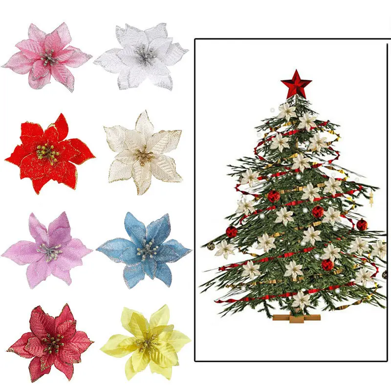 Multicolor Christmas Tree Flower Wholesale 13CM Simulation Flower Ornaments For Decoration