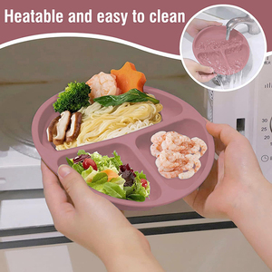 Ensemble de Vaisselle pour Bébés et Tout-Petits en Silicone Sans BPA avec Assiette à Ventouse, Bol, Bavoir, Fourchette, Cuillère et Tasse - Product Image 4