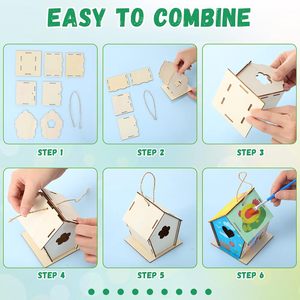 Casetta per uccelli in legno fai da te, vendita diretta dalla fabbrica, set di giocattoli per graffiti per bambini, casetta per uccelli da dipingere creativamente per la classe, nido per uccelli - Product Image 5