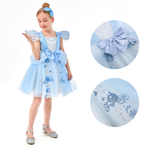 En stock, robe de fantaisie en tulle bleu avec imprimé de chariot, costume pour Noël, Journée des enfants - Product Image 3