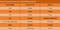 Lampe fluorescente Philips TL-D 36W/965 DELUXE CN T8 G13 pour l'impression, la teinture et les boîtes à lumière