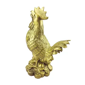 Fábrica personalizar cobre estátua produtos casa metal galo escultura bronze feng shui galo dourado com preço de atacado