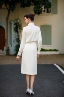 2024 hiver Style français chaud col fleuri longue lanterne manches Blouse ODM OEM coupe ajustée tempérament vêtements décontractés haut de gamme