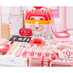 Lapin en bois <span class=keywords><strong>docteur</strong></span> Kit de jeu jeu de simulation ensemble d'outils boîte en plastique jeu médical Simulation jeu de simulation pour enfants garçons filles - Product Image 5