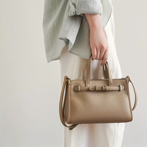 Bolso de Mano de Cuero Vacuno Togo Genuino, Hecho a Mano, Estilo Vintage de Lujo, con Costuras a la Vista, para Mujer - Product Image 4