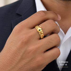 14K <b>Gold</b> Mens <b>Ring</b> 2.90 Gram Handmade Traditional Wedding <b>Ring</b> with Cubic Zirconia Gemstone Jewellery for Men - Product Image 1